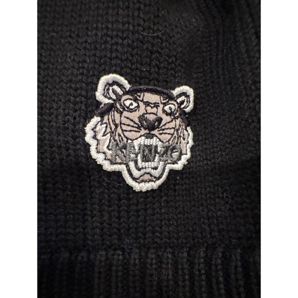Kenzo Tiger head Black Beanie with Blue Stripe main image 4